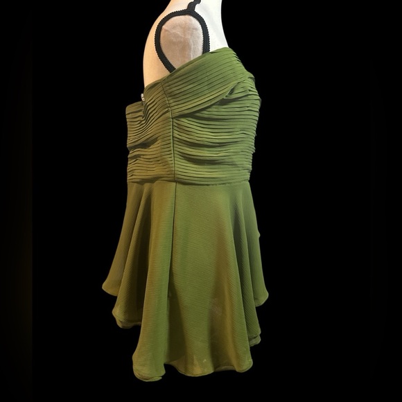 Parker Olive Strapless Asymmetrical Blouse - Picture 5 of 6